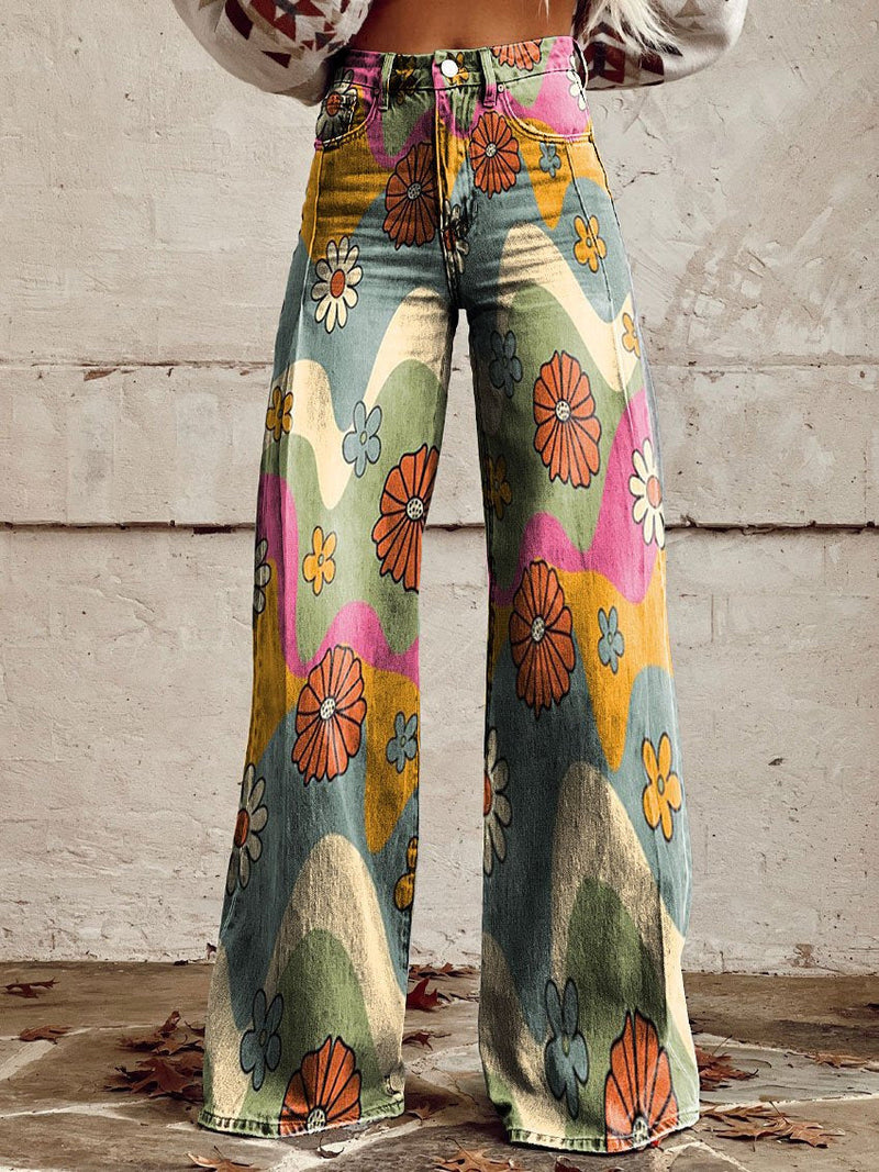 Natalie - Pantalon femme à jambe large avec de charmants volants pour une allure élégante