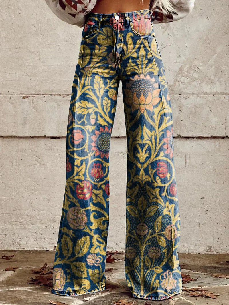 Natalie - Pantalon femme à jambe large avec de charmants volants pour une allure élégante