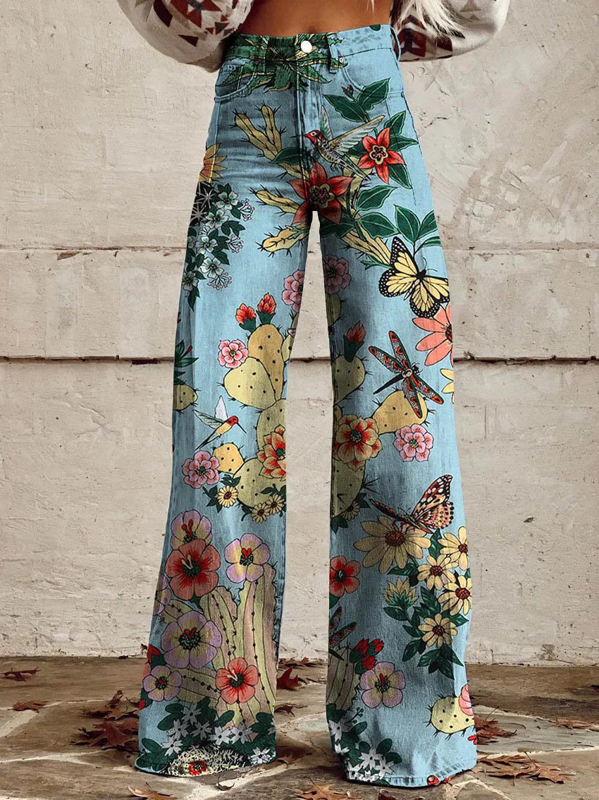 Natalie - Pantalon femme à jambe large avec de charmants volants pour une allure élégante