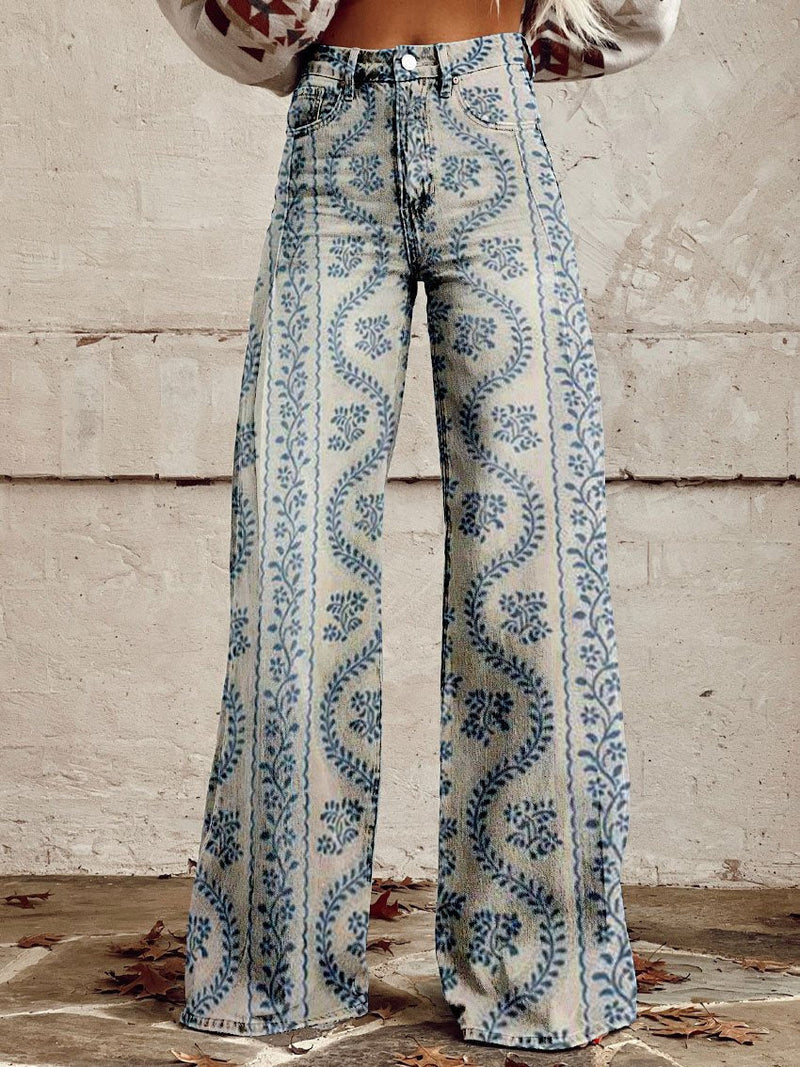 Natalie - Pantalon femme à jambe large avec de charmants volants pour une allure élégante