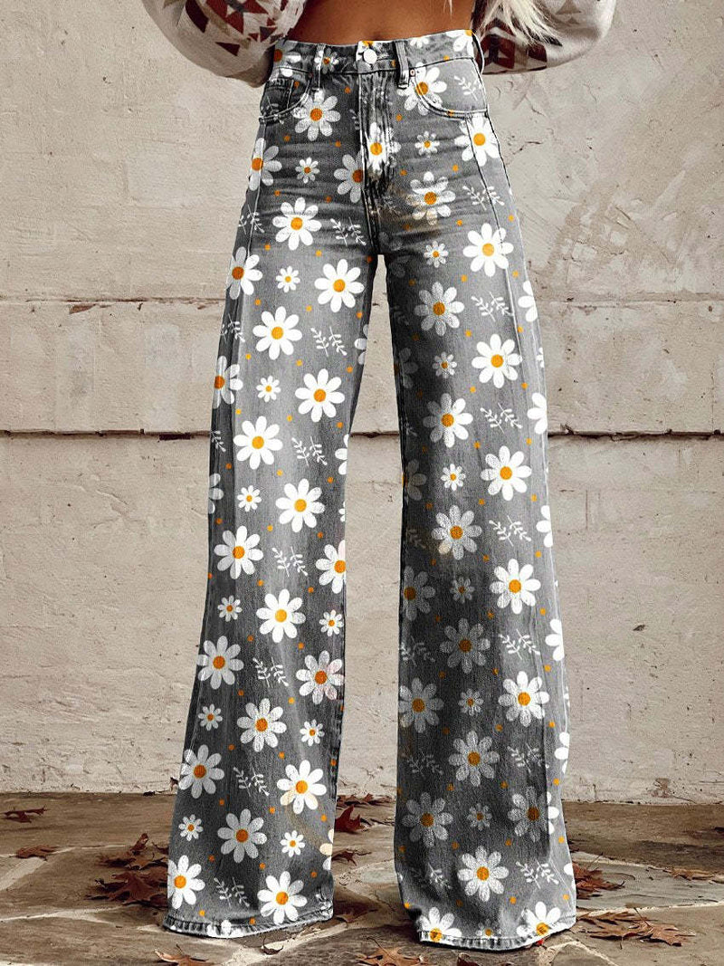 Natalie - Pantalon femme à jambe large avec de charmants volants pour une allure élégante