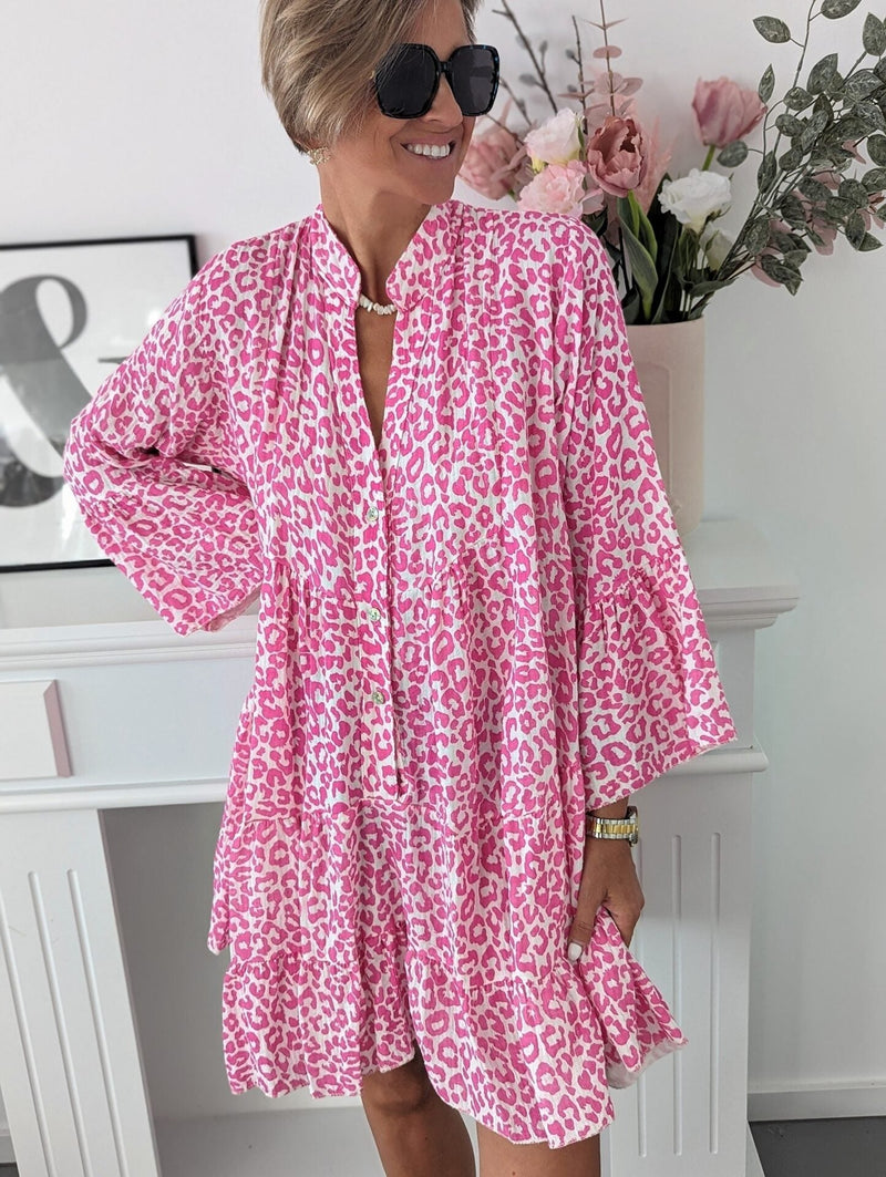 Élégante mini-robe Rosalinda à manches longues et col en V pour un look élégant