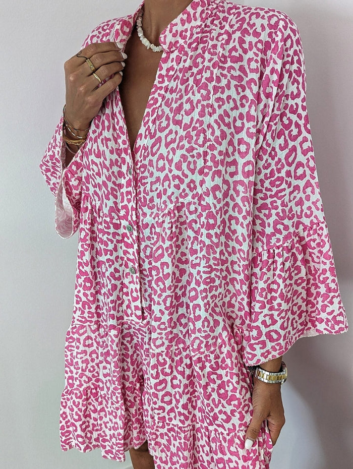 Élégante mini-robe Rosalinda à manches longues et col en V pour un look élégant