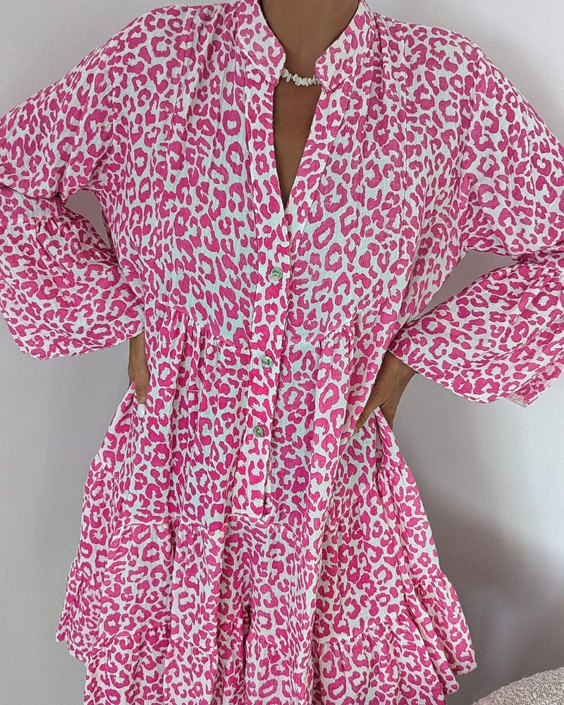 Élégante mini-robe Rosalinda à manches longues et col en V pour un look élégant