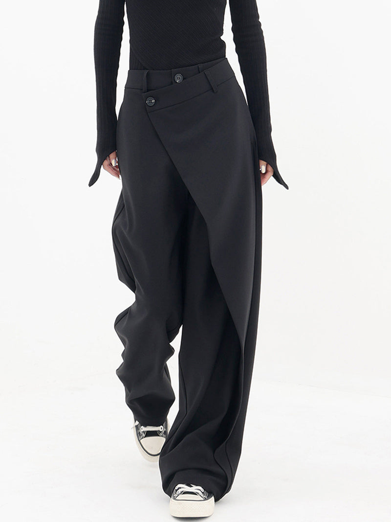 Pantalon large asymétrique tendance - pantalons pour femmes élégants et ajustés