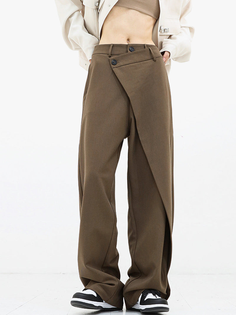 Pantalon large asymétrique tendance - pantalons pour femmes élégants et ajustés