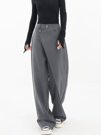 Pantalon large asymétrique tendance - pantalons pour femmes élégants et ajustés