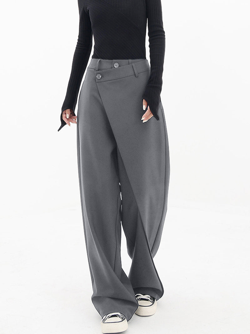 Pantalon large asymétrique tendance - pantalons pour femmes élégants et ajustés