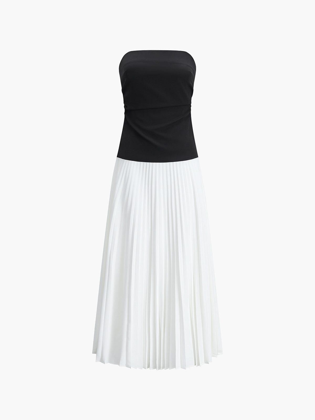 Élégante robe midi plissée sans bretelles pour femmes - Parfaite pour toutes les occasions