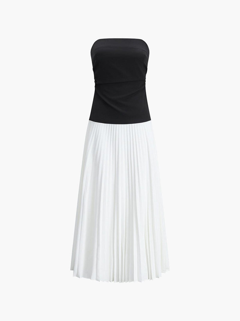 Élégante robe midi plissée sans bretelles pour femmes - Parfaite pour toutes les occasions