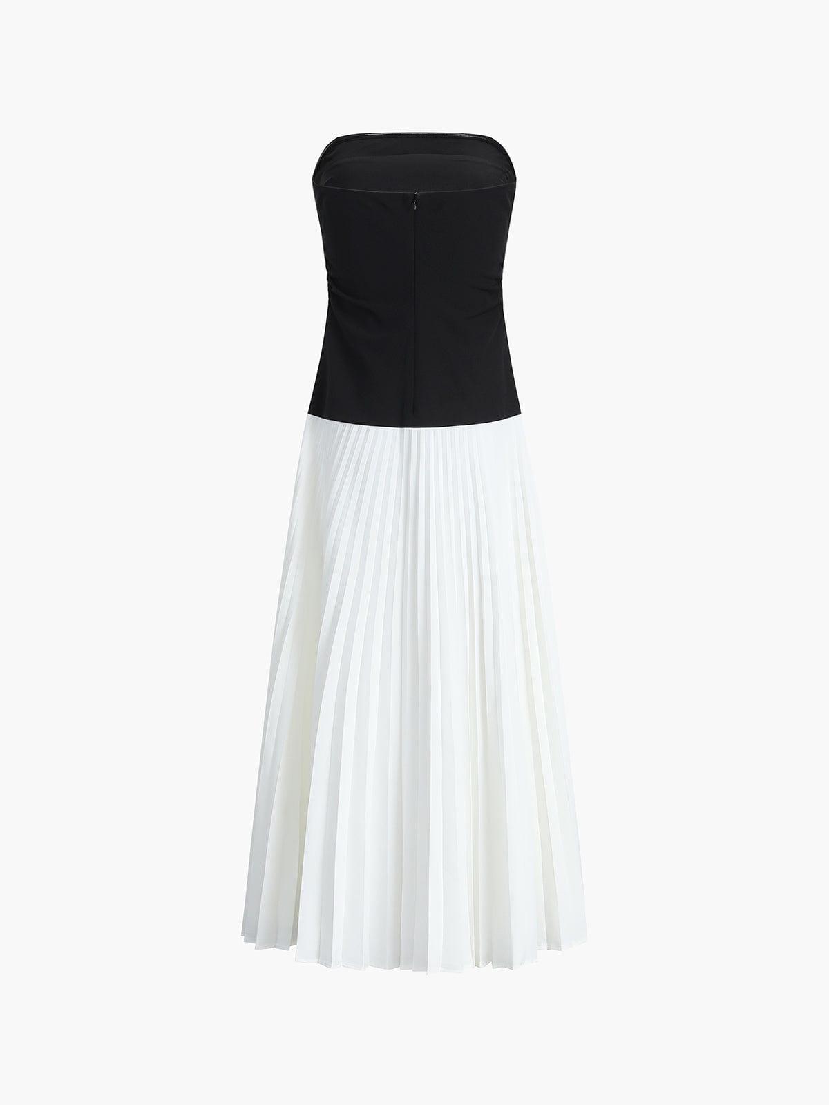 Élégante robe midi plissée sans bretelles pour femmes - Parfaite pour toutes les occasions