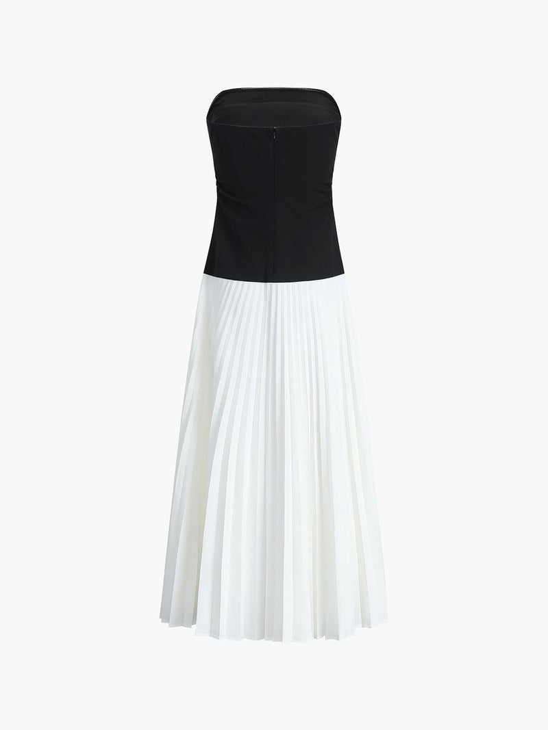 Élégante robe midi plissée sans bretelles pour femmes - Parfaite pour toutes les occasions