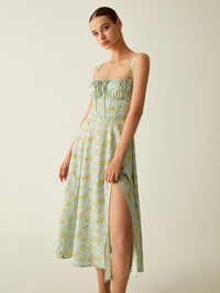 Robe Midi Floral avec Détail Fendu - Léger, Respirant et Parfait pour Toutes les Saisons