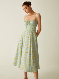 Robe Midi Floral avec Détail Fendu - Léger, Respirant et Parfait pour Toutes les Saisons