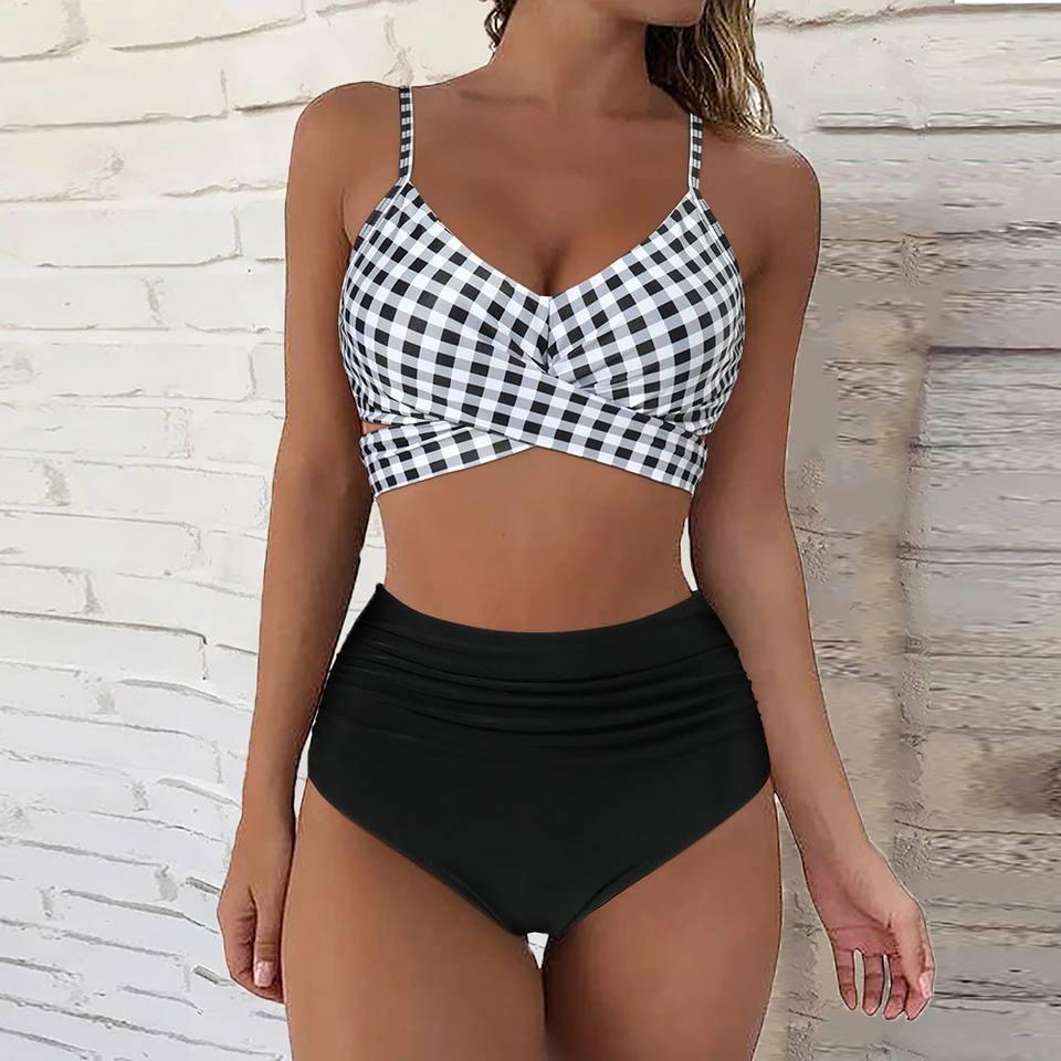 Ensemble de Bikini à Taille Haute pour Femmes - Maillot de Bain Élégant et Incontournable