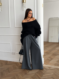 Élégant pantalon large à taille haute pour femme - tenue de bureau élégante et confortable pour un look professionnel