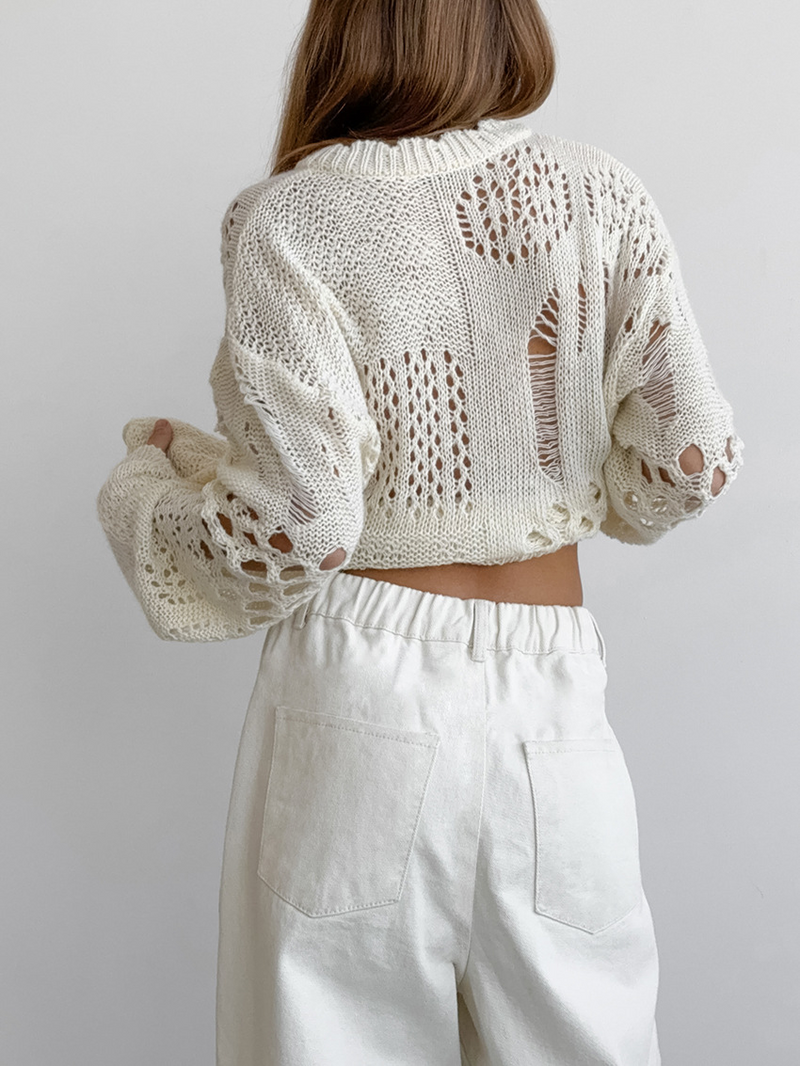 Pantalon large à taille haute pour femmes - coton mélangé confortable en blanc pour un look chic et décontracté