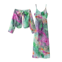 Robe longue élégante et colorée avec écharpe amovible - Romy