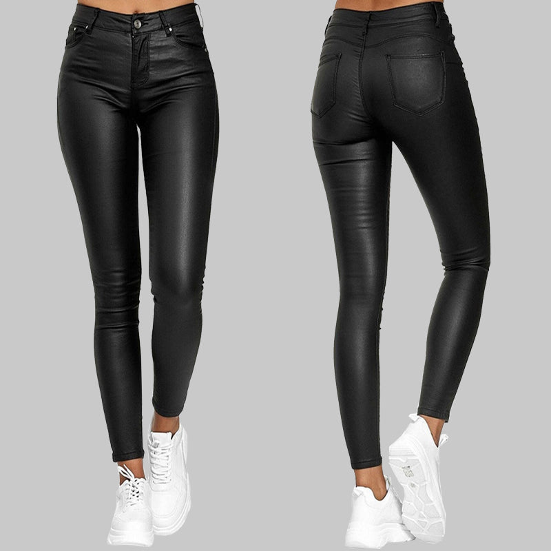 Leggings élégants en similicuir à taille haute pour femmes - Style et confort combinés