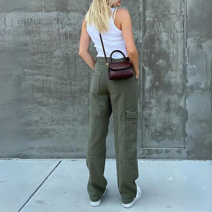 Pantalon cargo élégant à taille haute pour femmes, pour un confort ultime et une allure décontractée