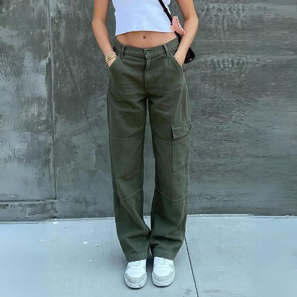 Pantalon cargo élégant à taille haute pour femmes, pour un confort ultime et une allure décontractée