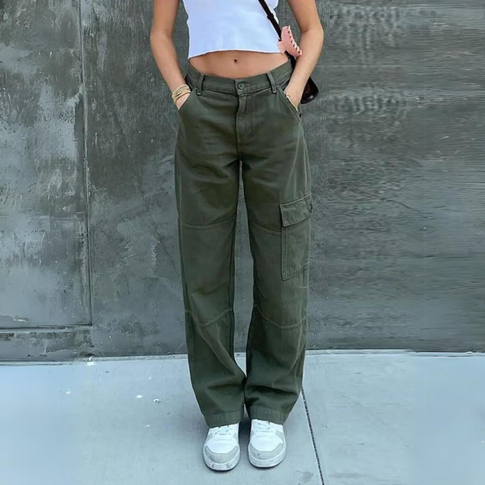 Pantalon cargo élégant à taille haute pour femmes, pour un confort ultime et une allure décontractée