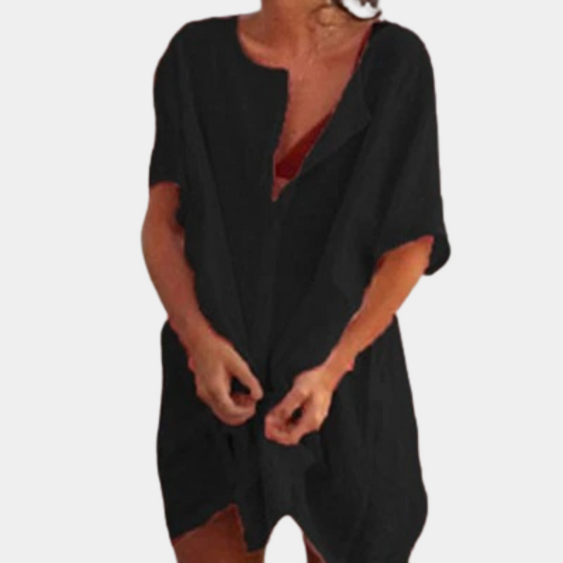 Chemisier d'été en lin - Couvre-chef de plage élégant et ample pour femmes pour un look rafraîchissant