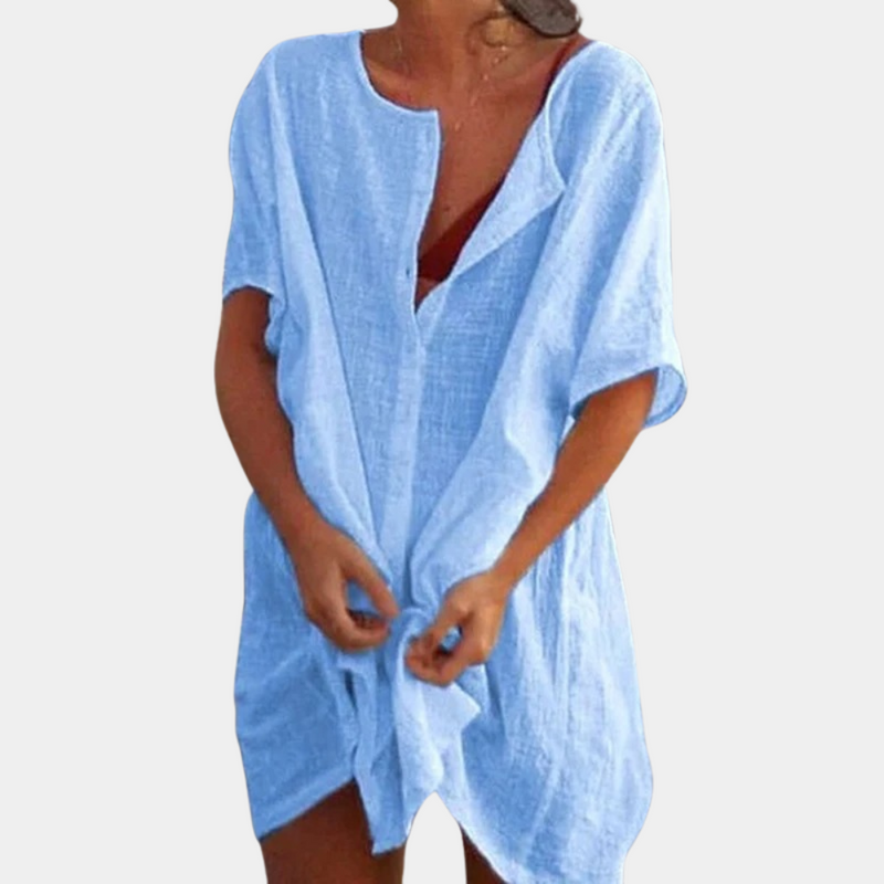 Chemisier d'été en lin - Couvre-chef de plage élégant et ample pour femmes pour un look rafraîchissant