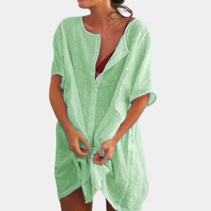 Chemisier d'été en lin - Couvre-chef de plage élégant et ample pour femmes pour un look rafraîchissant