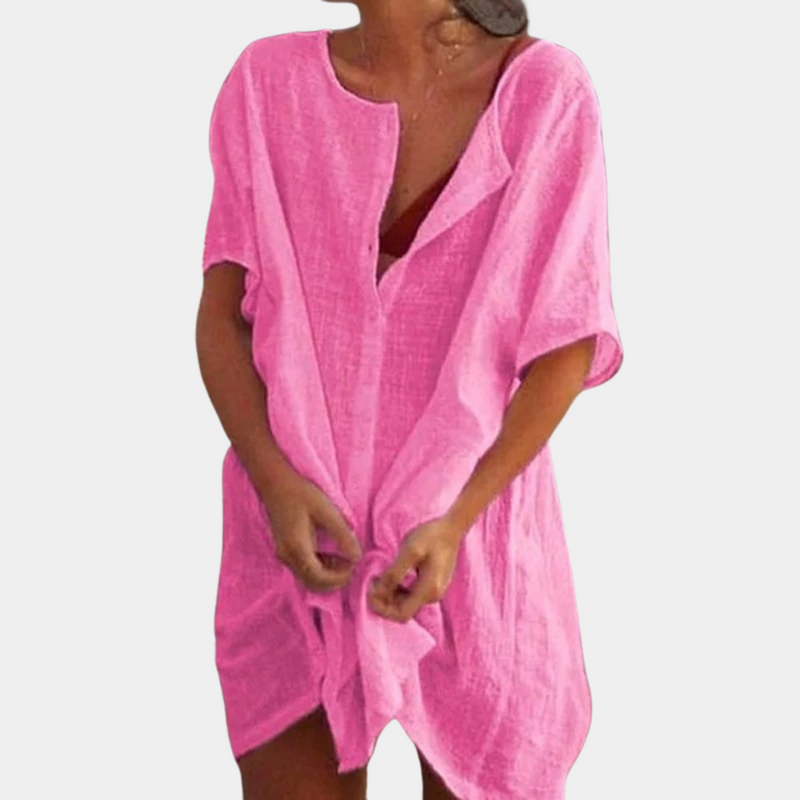 Chemisier d'été en lin - Couvre-chef de plage élégant et ample pour femmes pour un look rafraîchissant