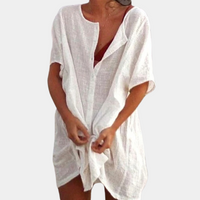 Chemisier d'été en lin - Couvre-chef de plage élégant et ample pour femmes pour un look rafraîchissant