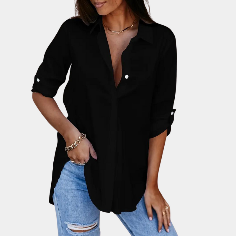 Élégant chemisier à manches longues pour femmes - boutonnage classique pour un look intemporel