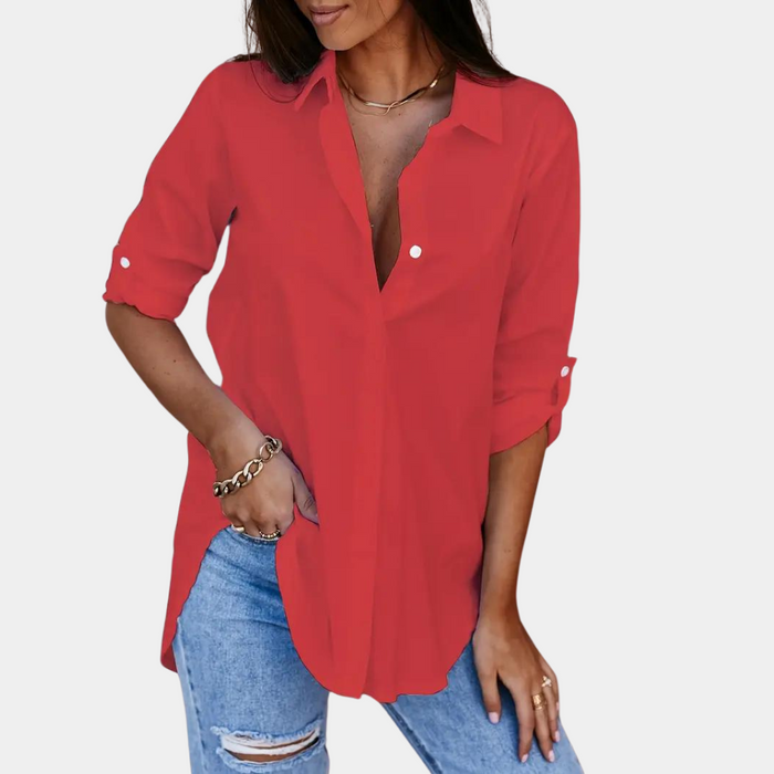 Élégant chemisier à manches longues pour femmes - boutonnage classique pour un look intemporel