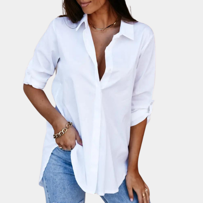 Élégant chemisier à manches longues pour femmes - boutonnage classique pour un look intemporel