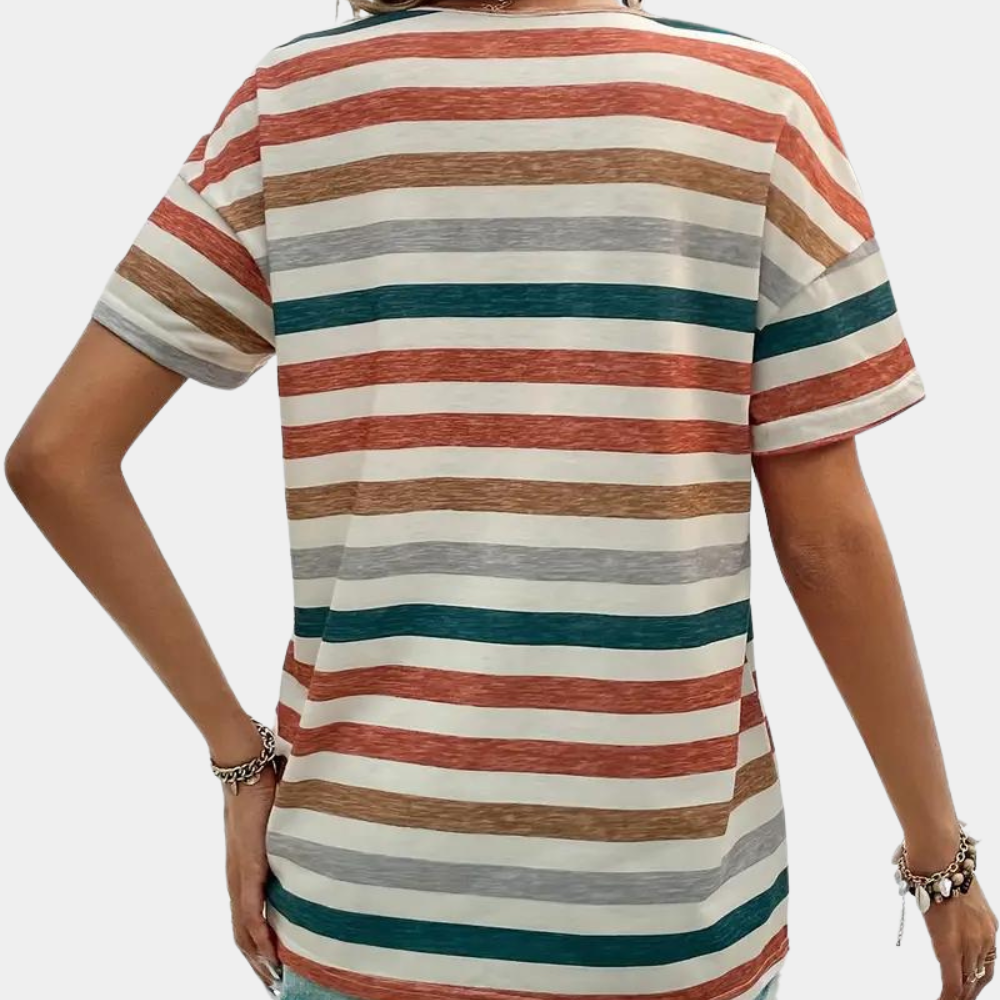 Chemise pour femmes à rayures élégantes, légère et confortable, à la coupe décontractée, à porter tous les jours.