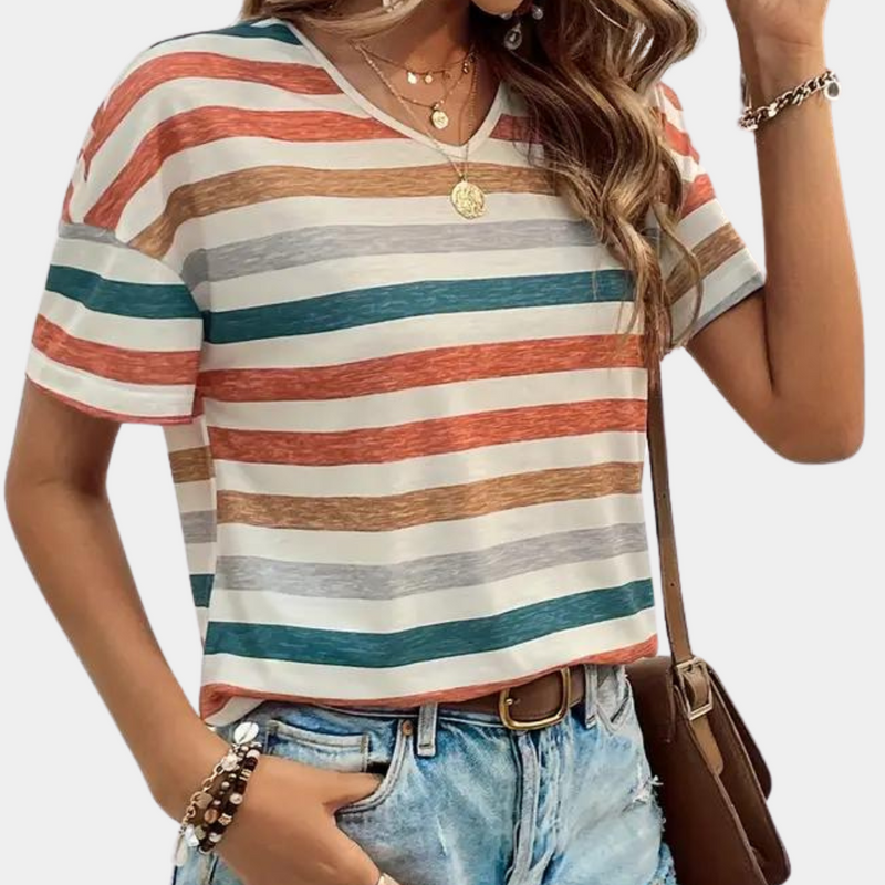 Chemise pour femmes à rayures élégantes, légère et confortable, à la coupe décontractée, à porter tous les jours.