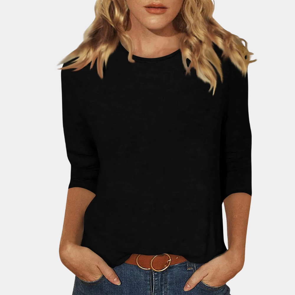 T-shirt élégant à manches 3/4 pour femmes - top décontracté et tendance, parfait pour le confort de tous les jours