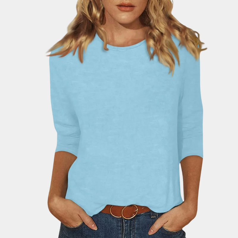 T-shirt élégant à manches 3/4 pour femmes - top décontracté et tendance, parfait pour le confort de tous les jours