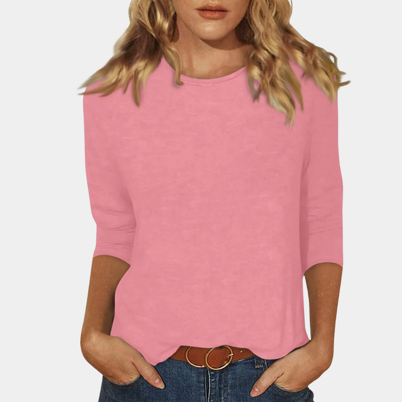 T-shirt élégant à manches 3/4 pour femmes - top décontracté et tendance, parfait pour le confort de tous les jours