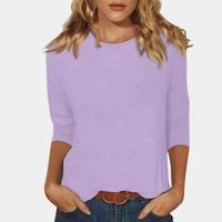 T-shirt élégant à manches 3/4 pour femmes - top décontracté et tendance, parfait pour le confort de tous les jours