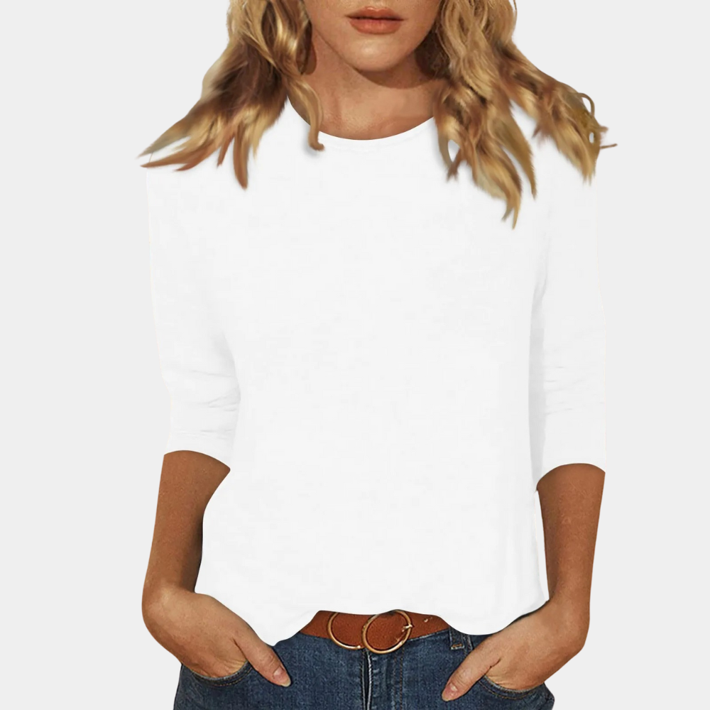 T-shirt élégant à manches 3/4 pour femmes - top décontracté et tendance, parfait pour le confort de tous les jours