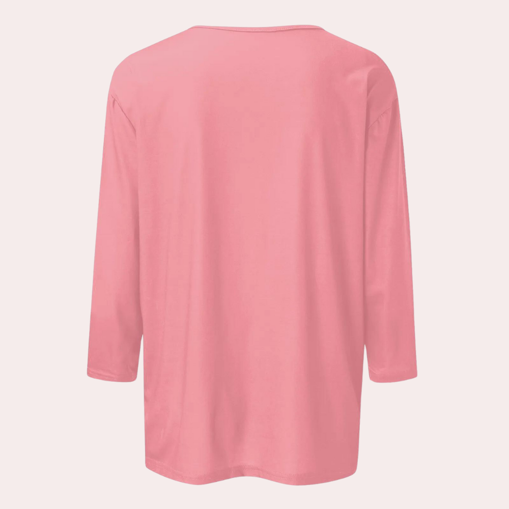 T-shirt élégant à manches 3/4 pour femmes - top décontracté et tendance, parfait pour le confort de tous les jours