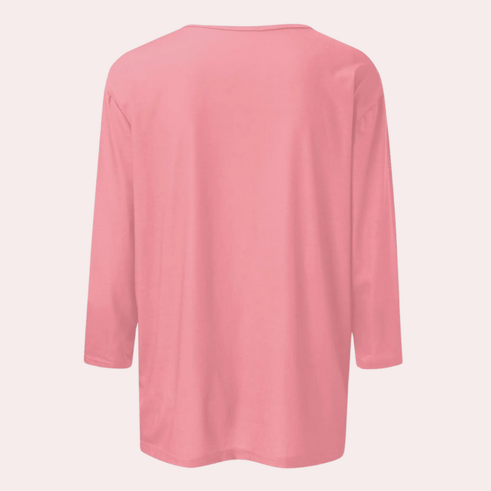 T-shirt élégant à manches 3/4 pour femmes - top décontracté et tendance, parfait pour le confort de tous les jours