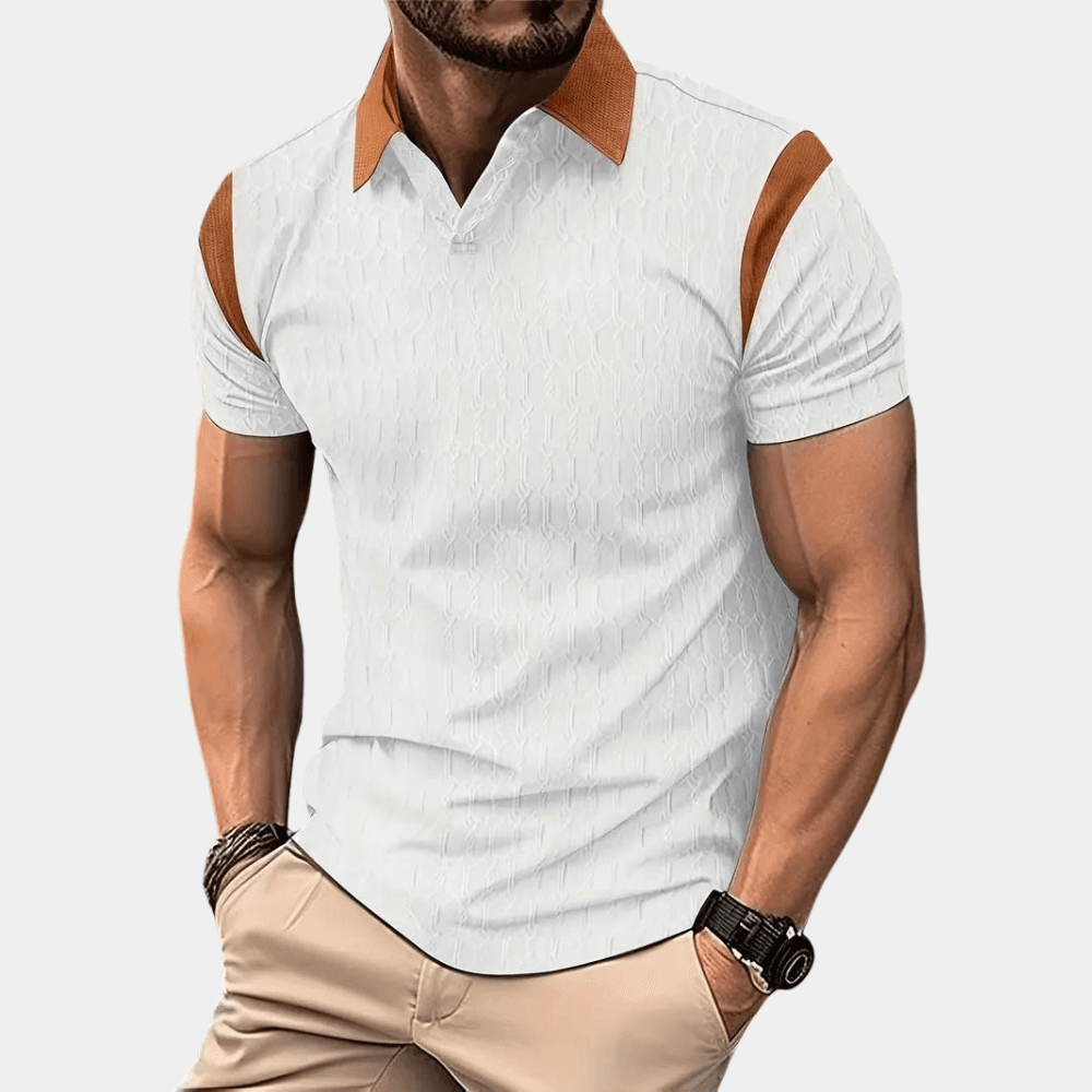 Polo élégant pour hommes en coton respirant, coupe étroite et manches courtes