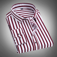 Chemise habillée pour homme avec rayures, coupe classique, boutonnière et col à brides