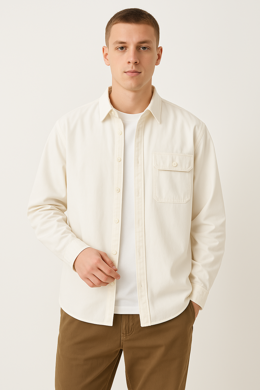 Camisole de l'homme avec bottes - 100% Algon - Corte Relaxed - Manga Larga para Uso Casual