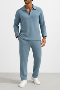 Ensemble Lounge pour Homme - Confort Décontracté - Chemise à Manches Longues & Pantalon Long - Tissu en Maille Douce