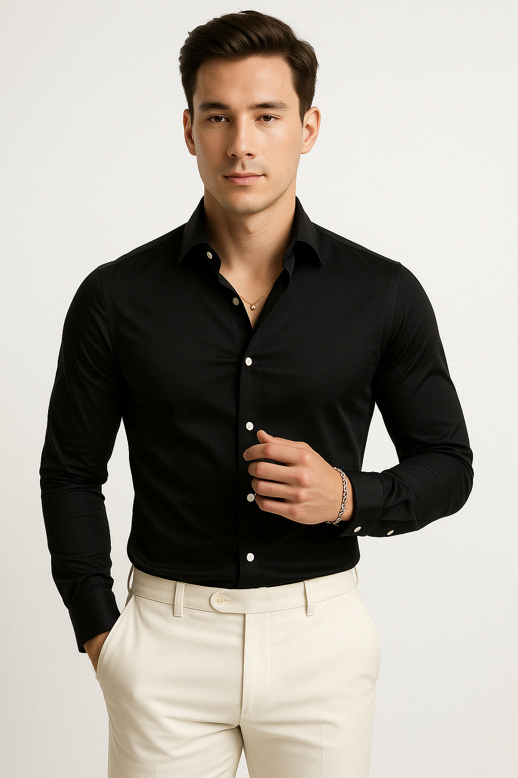 Chemise d'affaires pour hommes avec capuchon - Slim Fit - Langarm für elegante Anlässe