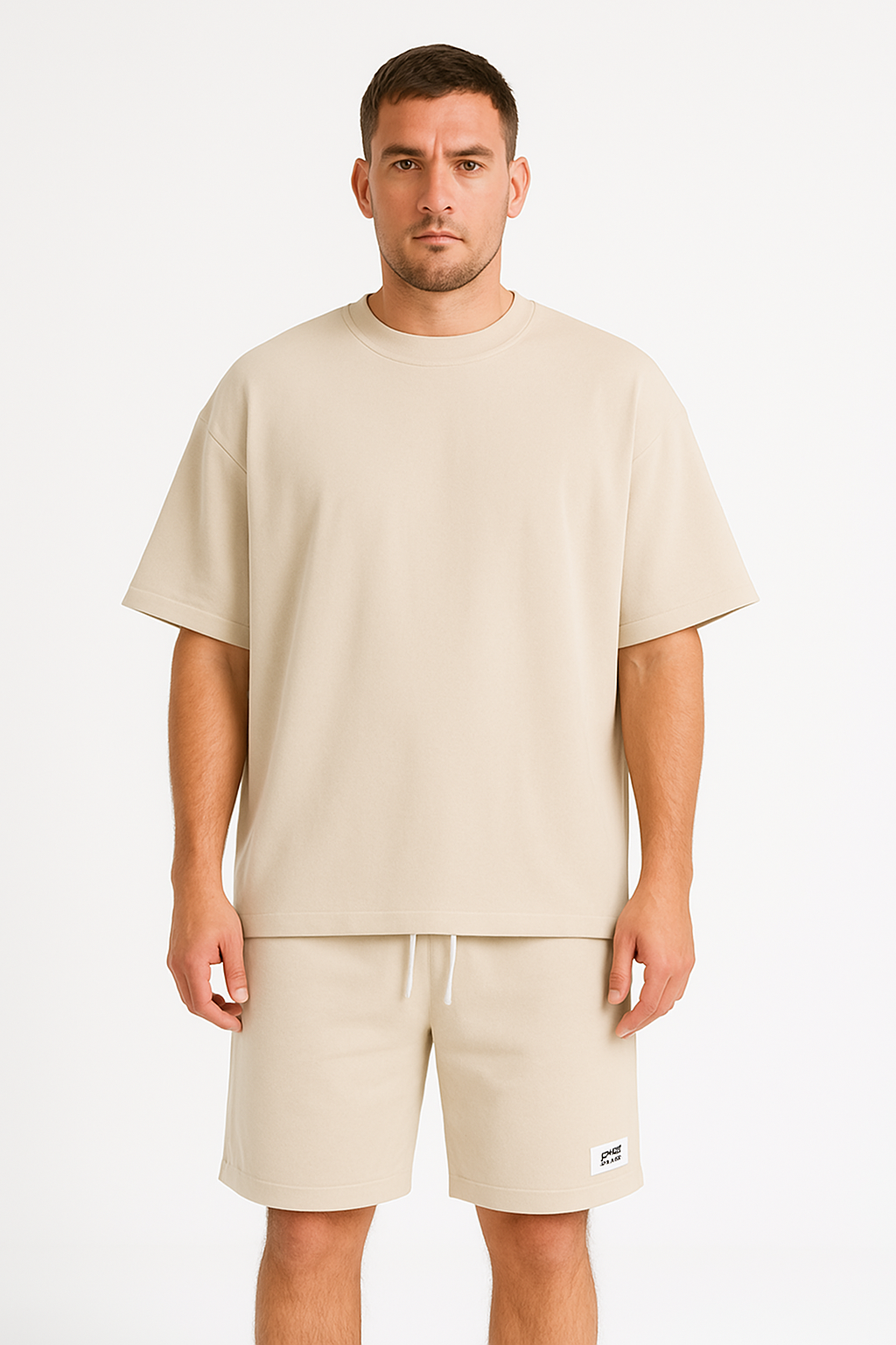 Ensemble sportif pour hommes - coupe décontractée - T-shirt à manches courtes et short à cordon ajustable - coton respirant
