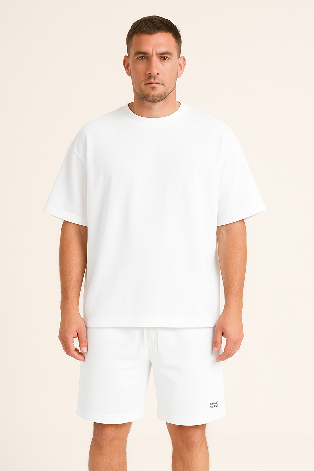 Ensemble sportif pour hommes - coupe décontractée - T-shirt à manches courtes et short à cordon ajustable - coton respirant